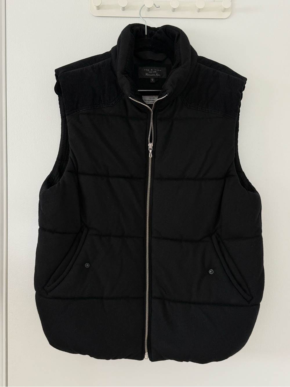 rag & bone Men's Black Quilted Puffer Vest